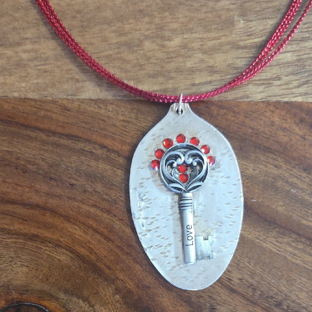 Elegant Hammered Spoon Pendant Necklace